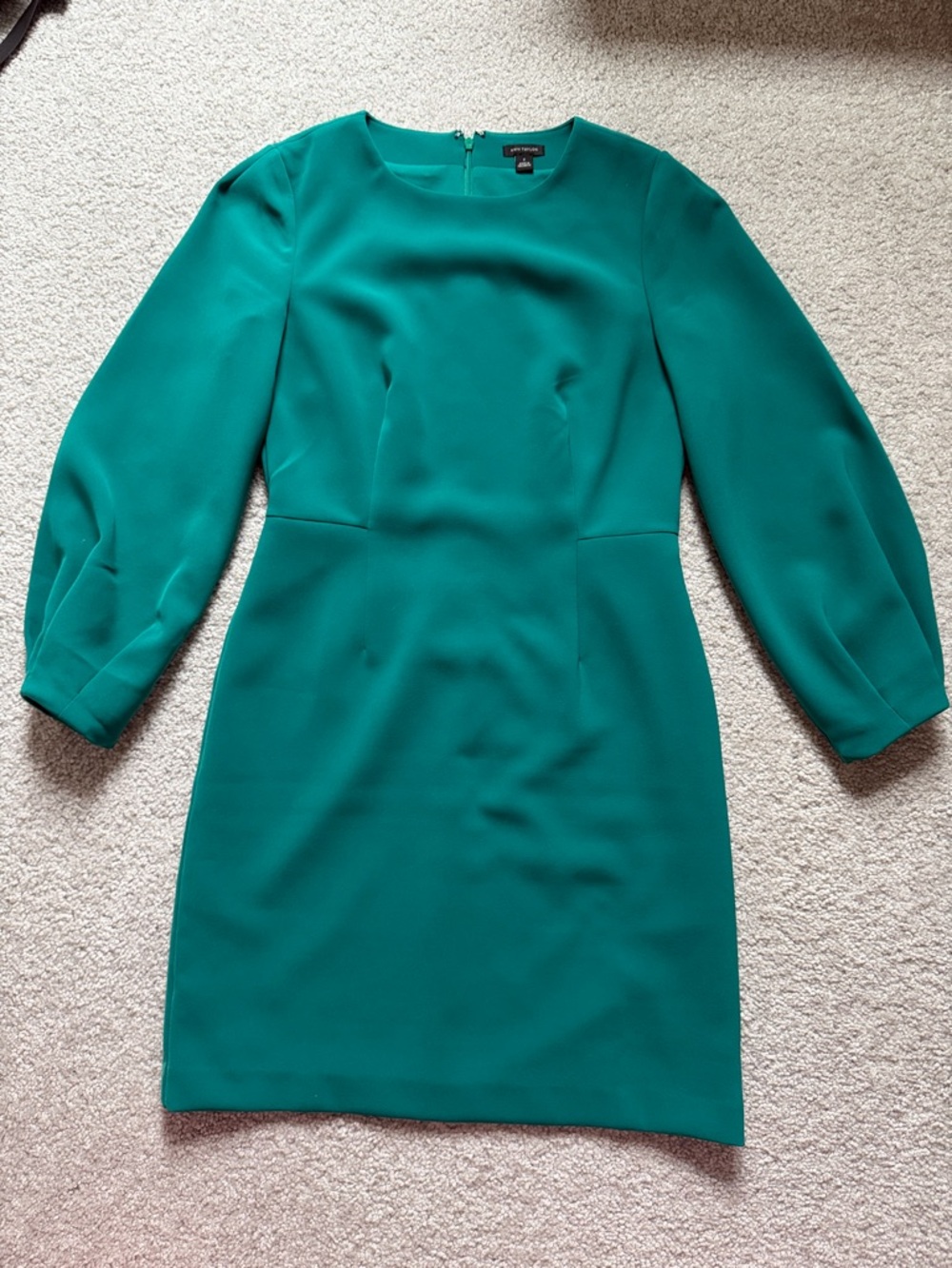 Ann Taylor Teal Green Puff Sleeve Sheath Mini Dress size 2